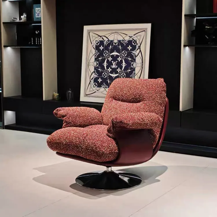 【设计师原版】意式轻奢可拆洗布艺复古单人沙发椅客厅阳台懒人转椅