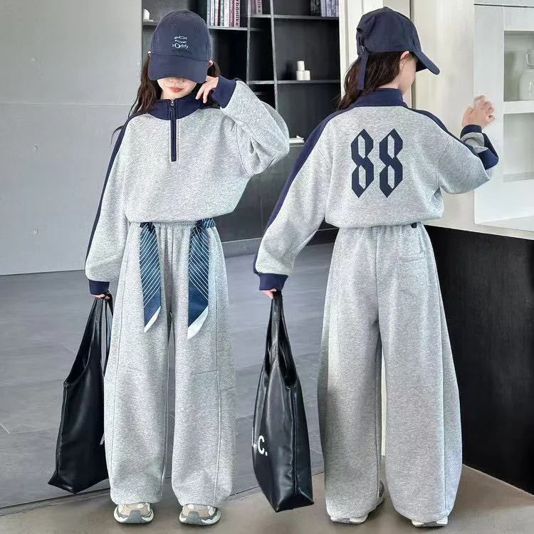 女童秋款套装2025新款季儿童洋气休闲裤中大童运动卫衣两件套秋装