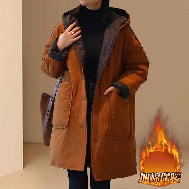 韩系时尚连帽高端气质棉服新款两面穿多风格休闲宽松百搭冬季棉衣