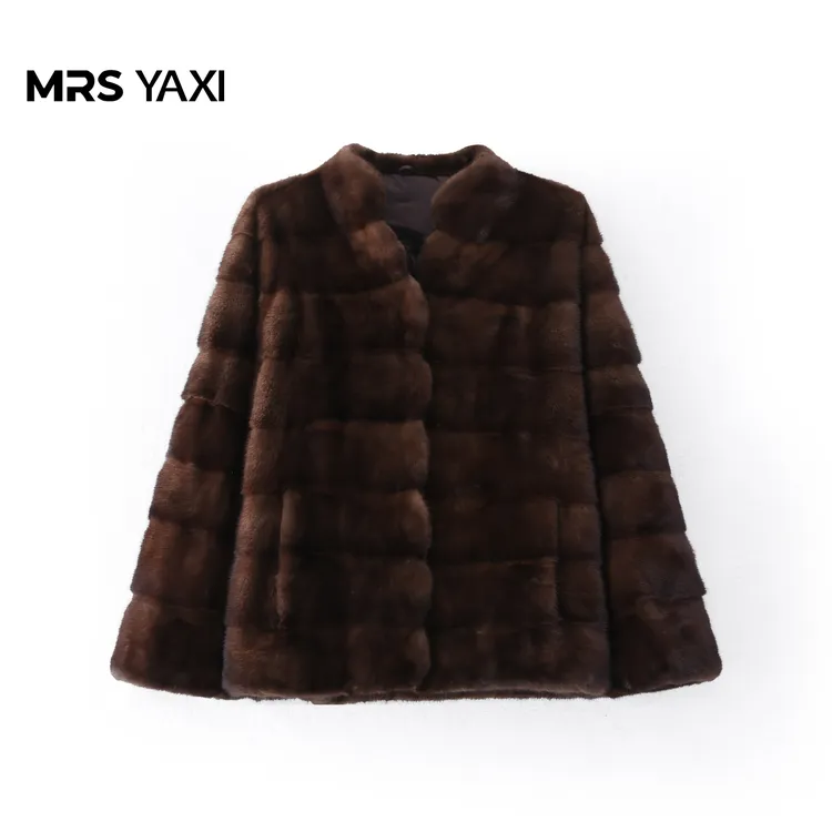 Mrsyaxi咖啡色水貂皮草外套YX5081605