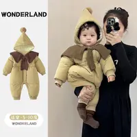 冬天婴儿衣服洋气冬装保暖棉衣夹棉棉服冬季女宝宝加绒加厚连体衣