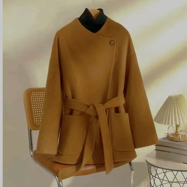 2025新款慵懒风秋冬季女装毛呢外套韩系双面洋气大衣短款宽松网红