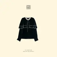 OYBN欧阳贝妮【少女的祈祷】微胖大码减龄木耳领抽绳丝绒衬衫9014