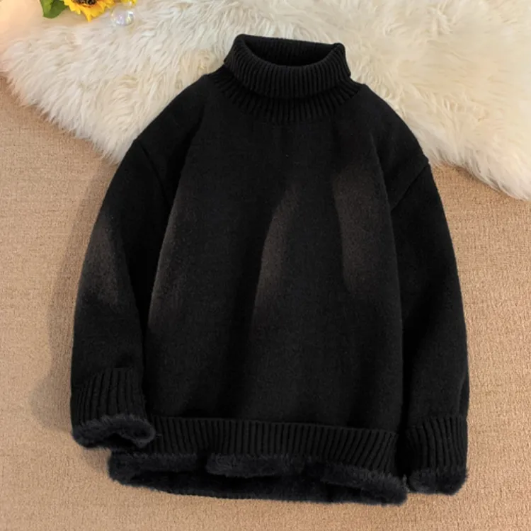 东北防寒保暖加绒加厚高领毛衣高级感男女冬季慵懒风氛围感内搭
