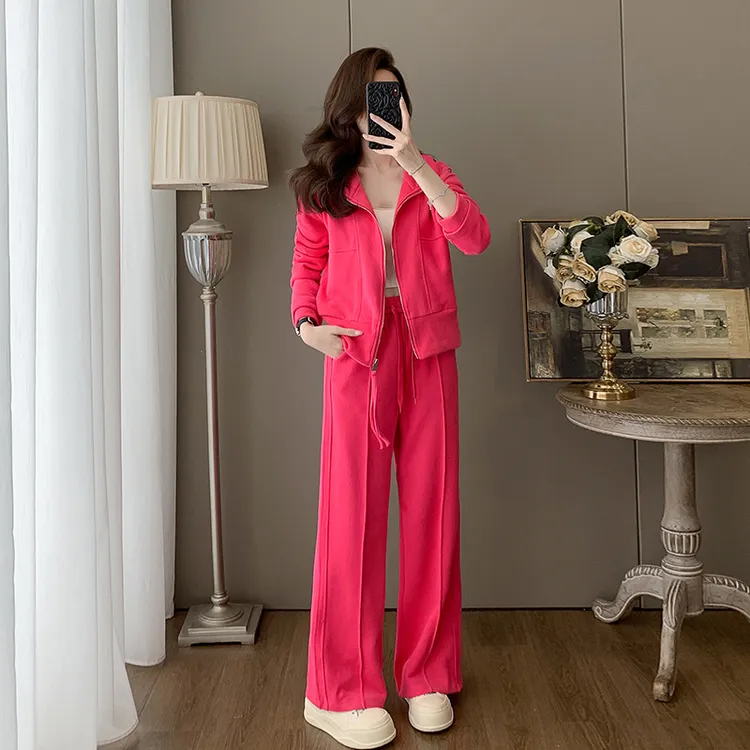 运动网红休闲运动套装开衫秋冬冬季休闲时尚气质阔腿宽松