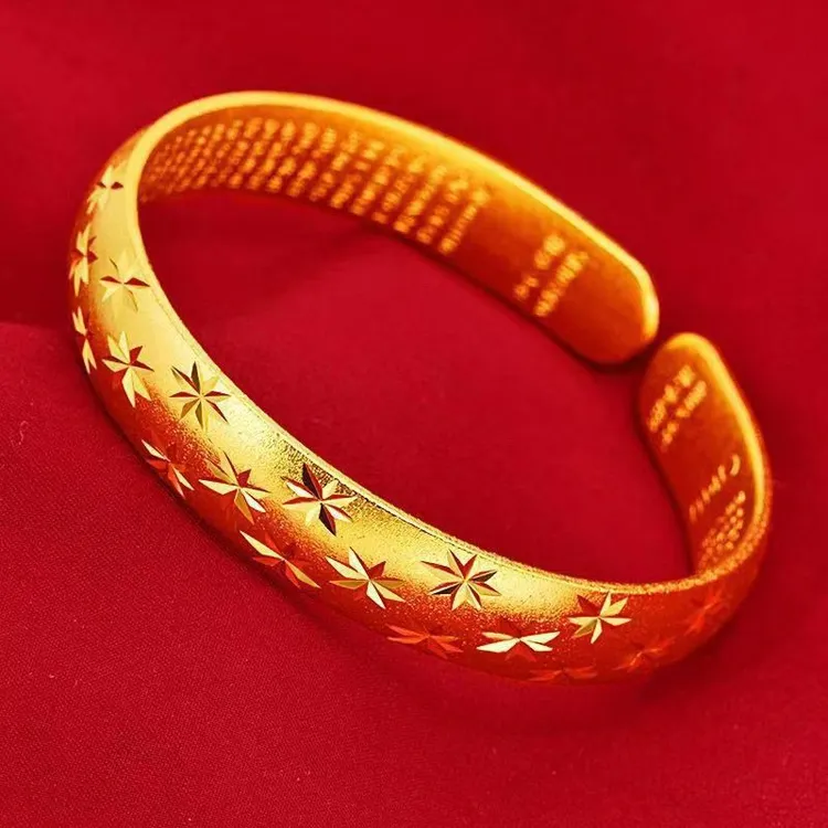 合金手镯 爆款铜合金满天星心今手镯开口宽面时尚百搭贵气轻奢手