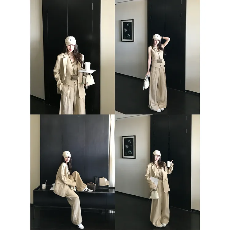 SKK黑标“淡人亚麻西装”老钱通勤松弛感100高品亚麻易梦玲同款套装