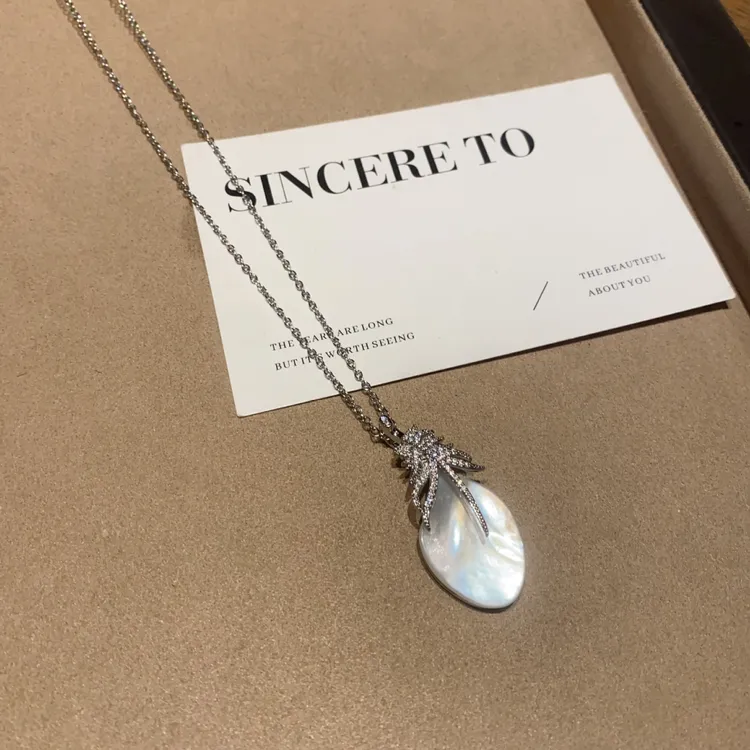 铜贝壳项链 超仙贝壳羽毛项链女小众个性简约百搭气质颈链锁骨链