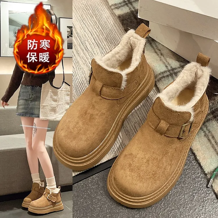 厚底雪地靴女爆款2025冬季新款加绒加厚保暖棉鞋百搭短筒雪地棉靴