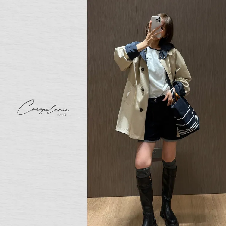 韩彬彬"双面风衣"早春秀场连帽高级时尚慵懒风中长款外套0963-16