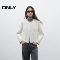 ONLY2025秋季新款皮毛一体细腻短绒圆领保暖棉服女|125322006