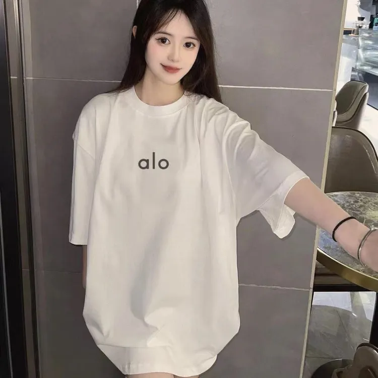 桐森服装 纯棉柔软 Alo美式复古字母印花短袖T恤上衣女基础款潮