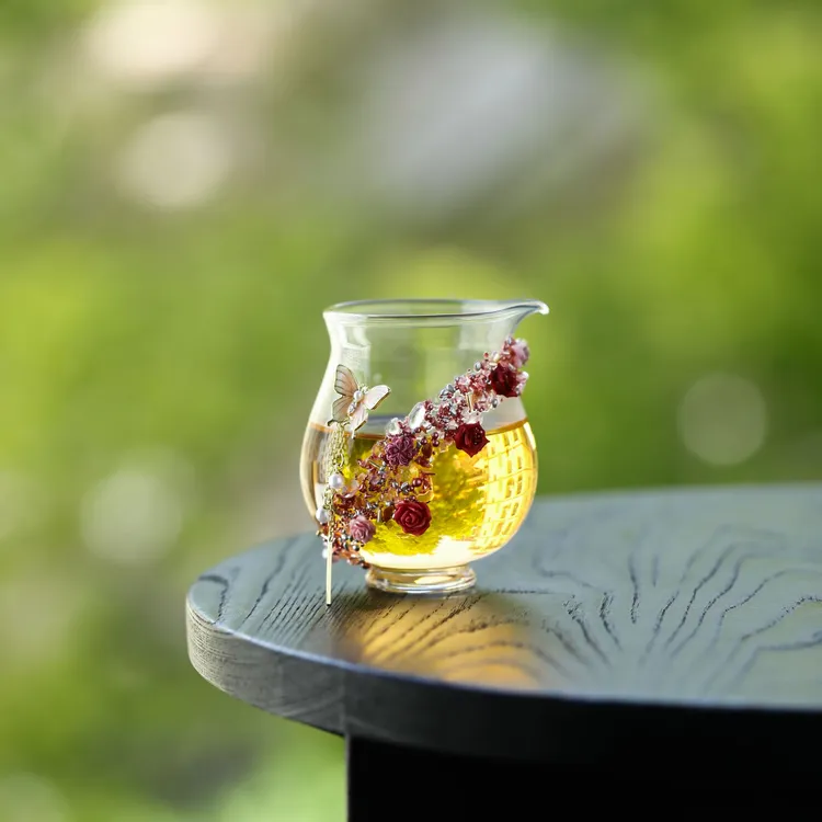 百垚纯手工高硼硅玻璃蝴蝶公道杯家用茶杯茶道配件