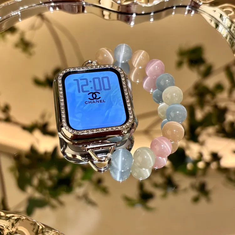 多巴胺猫眼串珠适用于iwatch手表表带s9苹果手表表带s8新款s10女