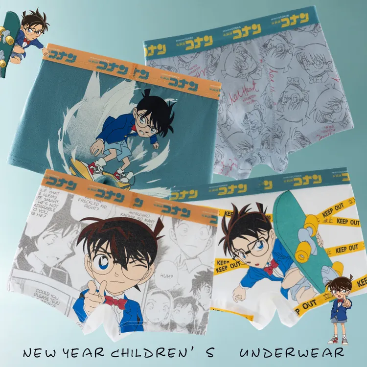 儿童内裤男童100%纯棉抗菌平角短裤四角全棉男孩中大童青少年卡通