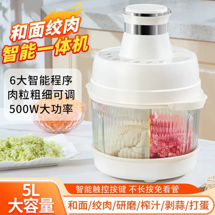 智能5L家用绞肉机和面一体机多功能碎菜机打蛋机小型神器大容量