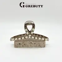 GREBUTY 6251 韩版轻奢珠珠香槟色大号抓夹13cm