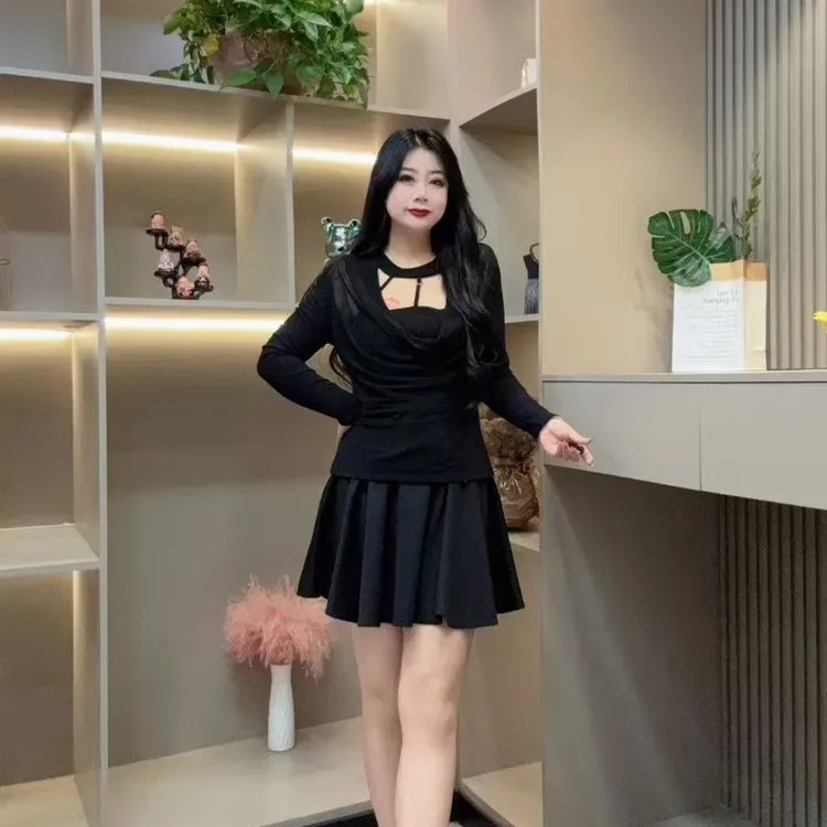 冬季上衣-点 1135时尚潮流御姐风气质显瘦微透款胖MM大码女装新款