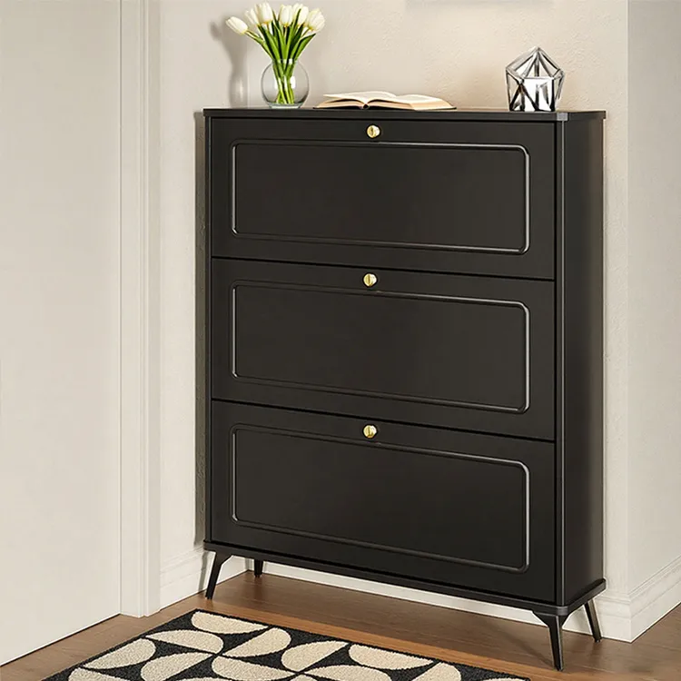 实木鞋柜极窄超薄鞋架黑色508090100120140厚17 24家用玄关收纳柜