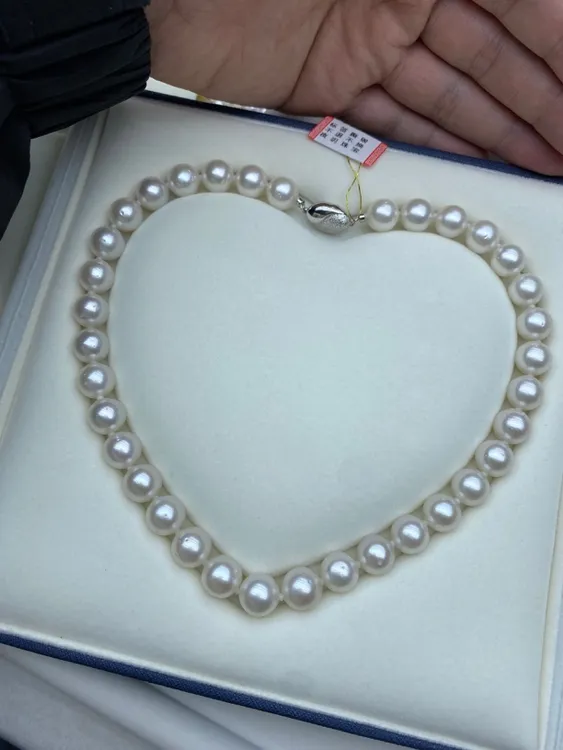 天然海水澳白珍珠项链11-12mm正圆强光微瑕孤品特价