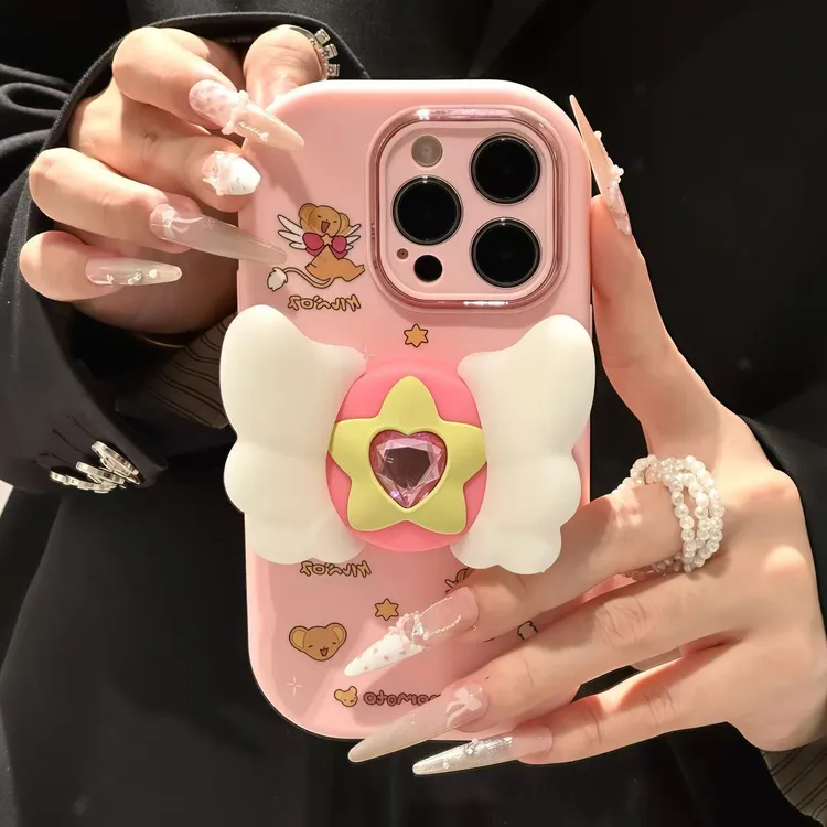 可爱摩卡小可星星支架适用苹果17手机壳iPhone16小米vivoppo华为