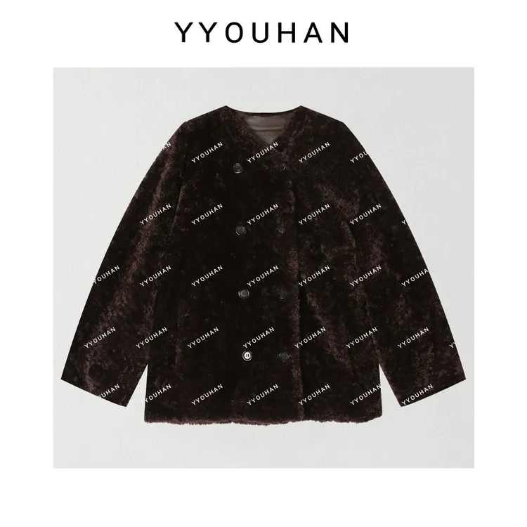 月月 【马德里雪廊】小众设计极简双排扣中长款百搭外套 2509C6333