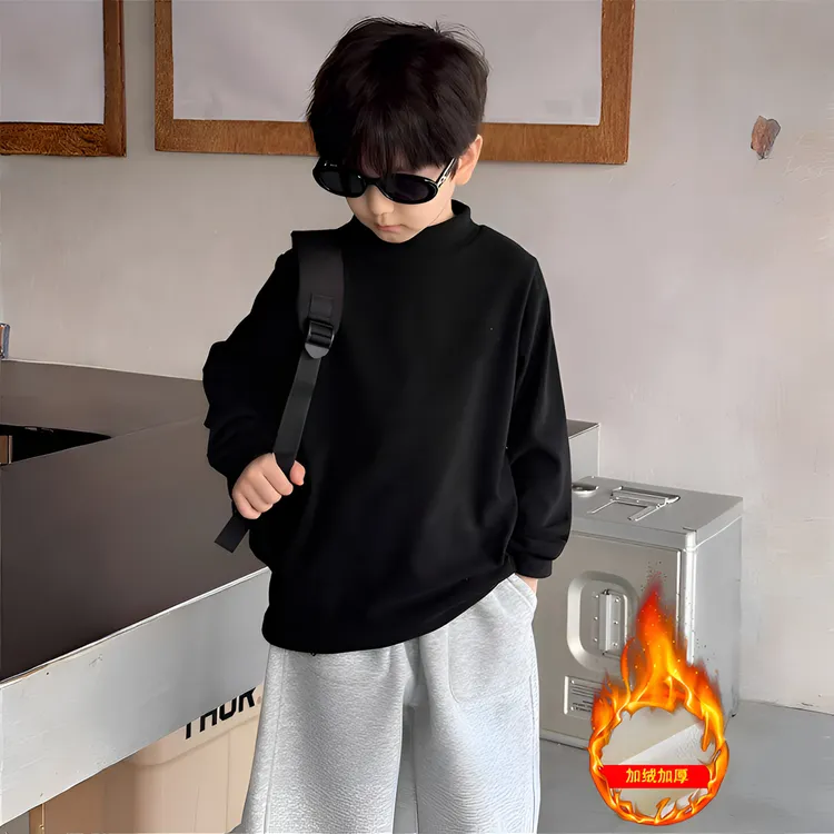 儿童衣服德绒加绒加厚内搭打底衫秋冬季男童装女宝宝T恤长袖上衣