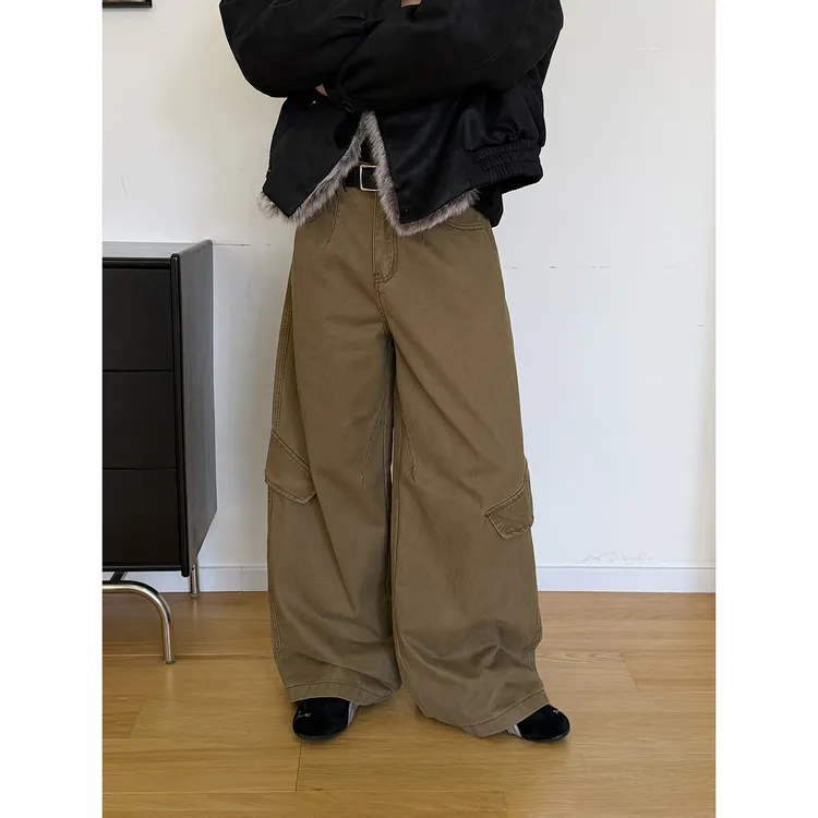 19studio WAYNEPRINCE美式复古直筒阔腿休闲裤显瘦百搭阔腿工装裤