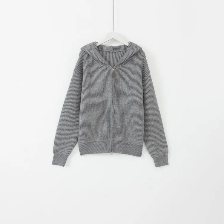 几里与麻 休闲时尚针织连帽宽松上衣 衣长60 胸围118 2100857