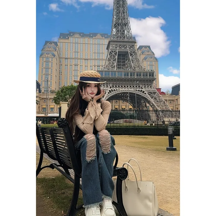 GUIDI GUDI【转瞬成空】休闲风百搭时尚长袖上衣T恤 T9510333H