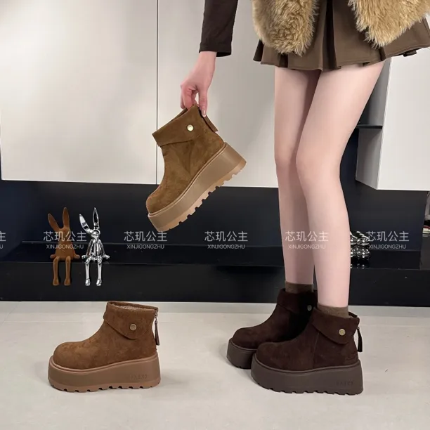 小个子7cm增高厚底雪地靴女2025冬季加绒加厚百搭休闲时尚雪地靴