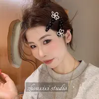 休闲风波点花朵发夹女侧边时尚百搭高级感发卡头饰