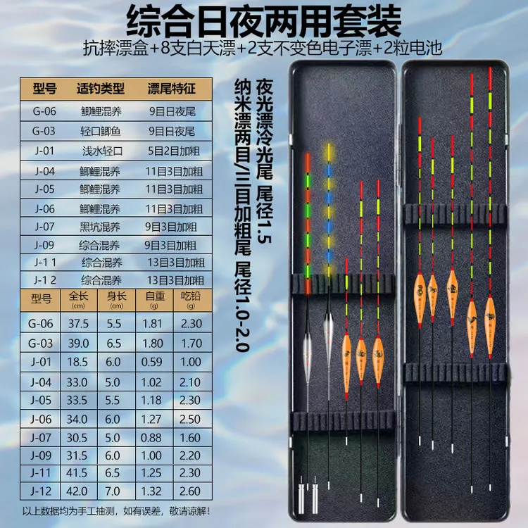高灵敏清晰醒目加粗抗风浪日夜两用全水域鱼漂套装