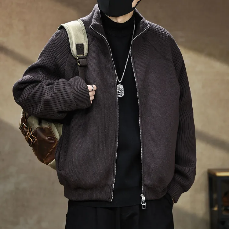 设计感85白鸭绒针织立领羽绒服男士冬季新款潮牌保暖高端情侣外套