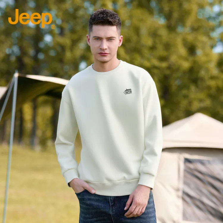 JEEP/吉普圆领套头男士卫衣潮流宽松百搭简约舒适潮流长袖卫衣男