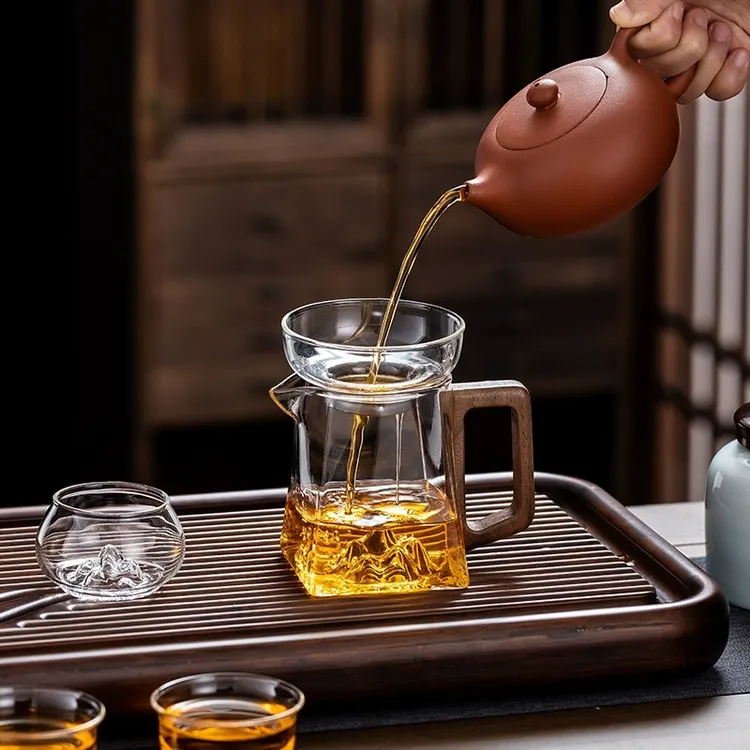 观山玻璃公道杯耐热加厚分茶器茶滤一体漏过滤日式网红公杯