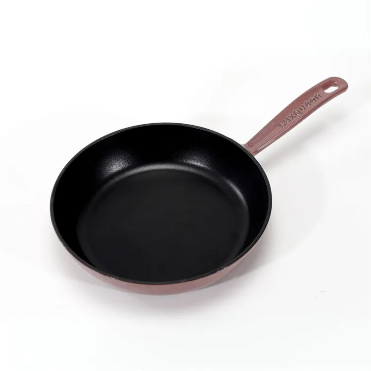 Luxqueen美味女王黑底釉26cm平底煎锅内缎黑釉面铸铁珐琅锅