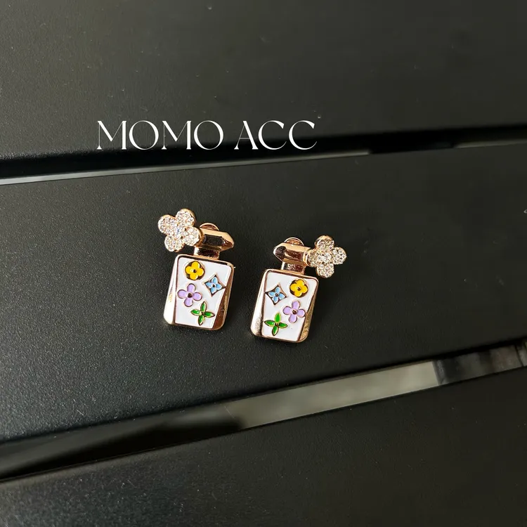 铜合金耳饰 235新款自制老花釉面彩色立体微镶耳钉