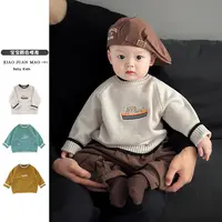 T25Q35新款春秋交通工具针织衫男女宝撞色韩式毛衣时尚长袖上衣潮