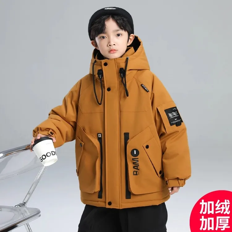 男童棉服冬季2025新款加绒加厚派克服中大儿童男孩冬装冲锋衣外套