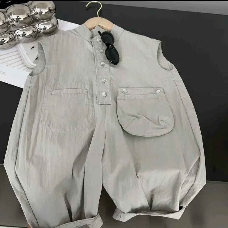 韩版男童童装夏季新款2025帅气儿童工装韩版连体工装裤连体衣连身