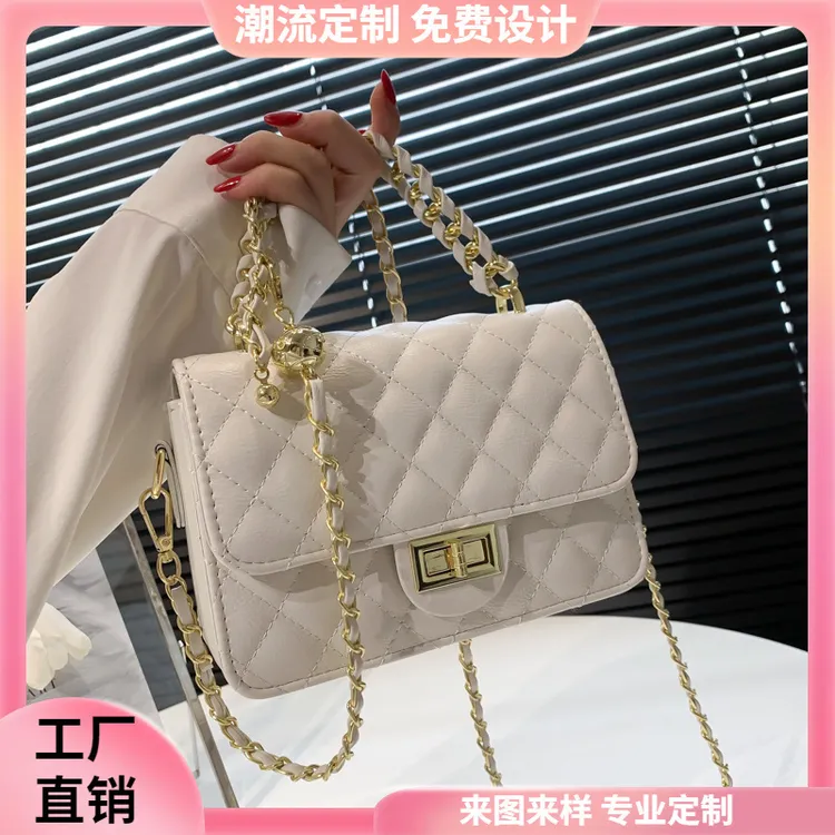 包包百搭女年新款潮菱格绣线小金球链条包洋气小香风单肩斜挎女包