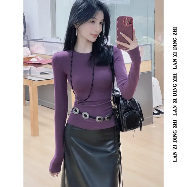 「幻想乐园」简约百搭秋冬圆领显瘦时尚保暖打底衫内搭长袖上衣