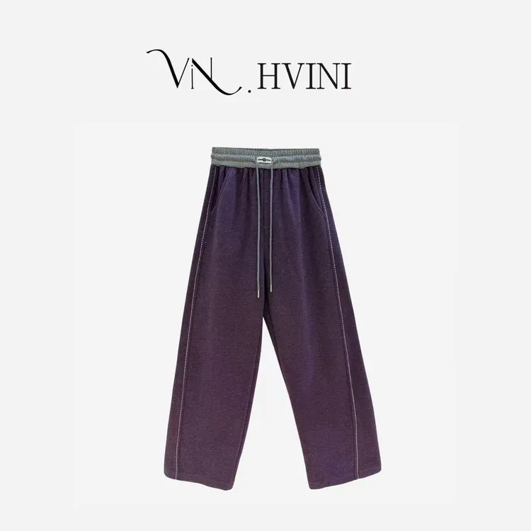 【幻泉雾影】2025秋冬保暖显瘦裤型超好桑蚕丝羊毛休闲裤H5904紫色