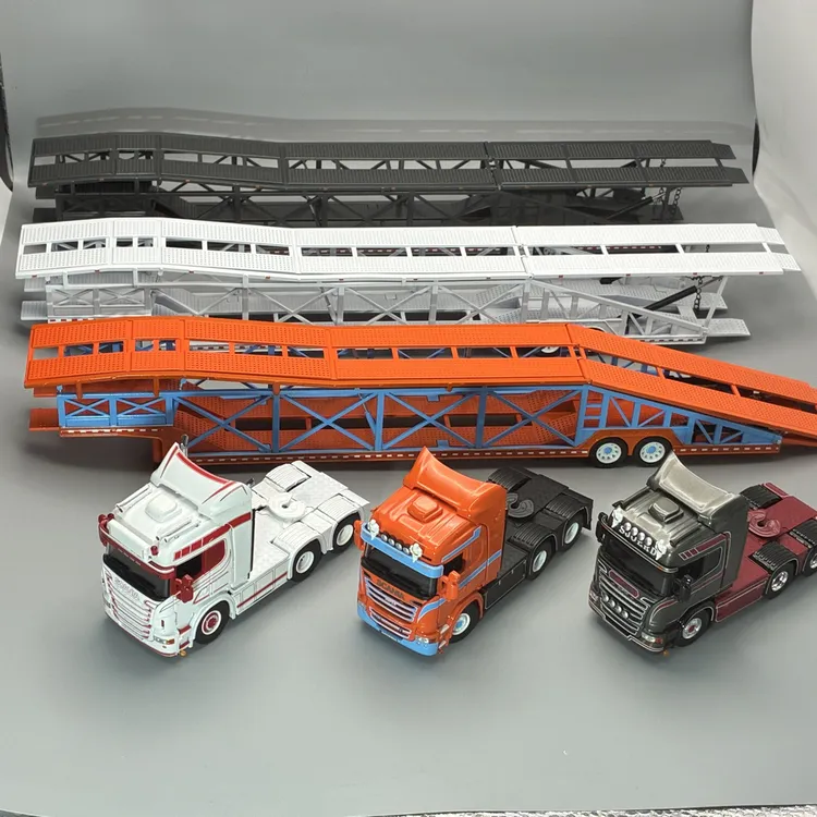 现货 1:64 flame斯堪尼亚 摩天乐轿运车 运输车 一拖十 合金车模