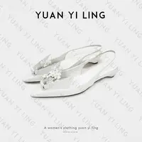 袁艺灵【折纸鞋】25春季法式牛皮定制折纸设计款白色小猫跟凉鞋