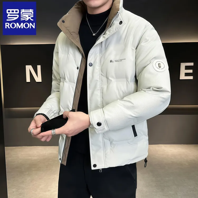 Romon/罗蒙2025年冬季新款立领羽绒服男潮流帅气韩版修身短款外套
