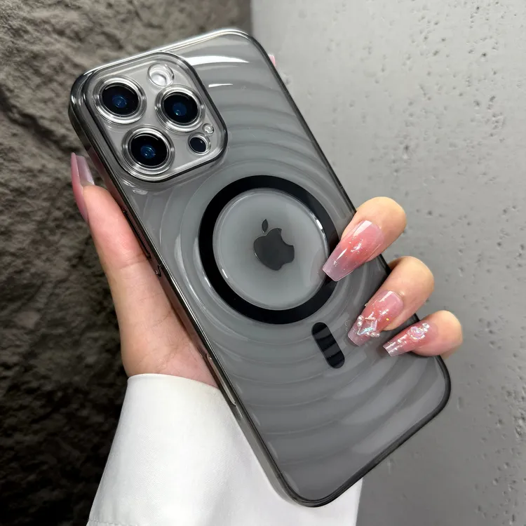 晶漾水波纹适用苹果16ProMax手机壳iPhone15磁吸充14/13男女简约