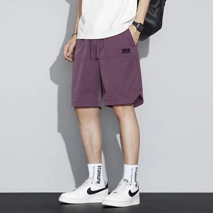 夏季冰丝速干短裤男潮牌美式工装五分裤薄款透气网孔运动休闲中裤