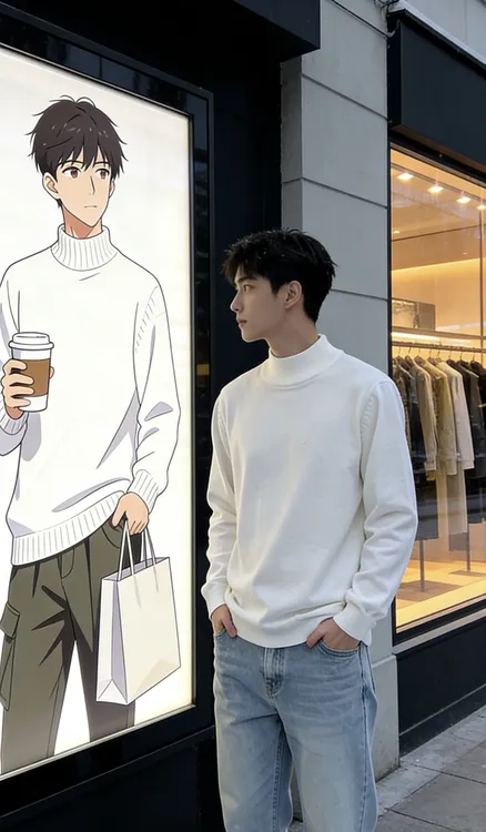 包芯纱毛料纯色衫半高领针织衫宽松型长袖毛衣套衫针织男士